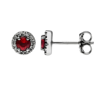 18ct White Gold Diamond & 0.55ct Ruby Earrings