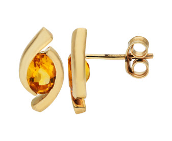 9ct Yellow Gold Citrine Twist Stud Earrings