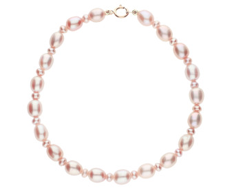 9ct Yellow Gold Pink Rice Pearl Bracelet