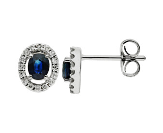 9ct White Gold Diamond & Sapphire Earrings