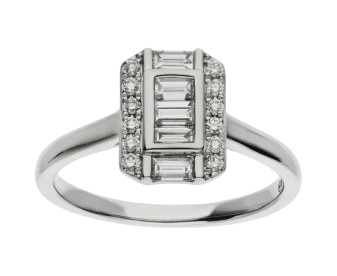 18ct White Gold Diamond Deco Ring