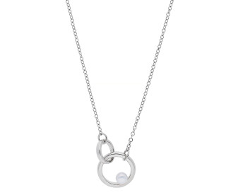 Sterling Silver Interlocking Circles & Pearl Necklace