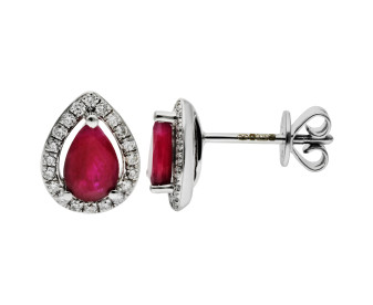 9ct White Gold 0.96ct Ruby Stud Earrings