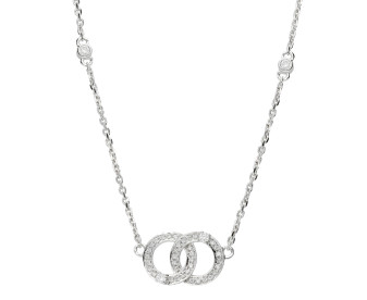 9ct White Gold Diamond Interlinked Circle Necklace
