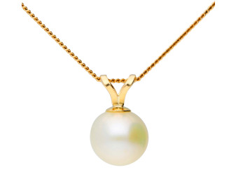 9ct Yellow Gold 7mm Freshwater Pearl Pendant