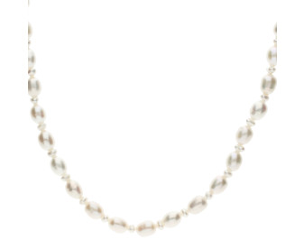 9ct Yellow Gold Cream Rice Pearl Necklace