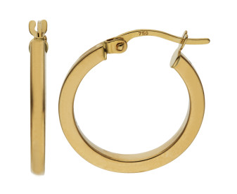 18ct Yellow Gold 18mm Square Edge Hoop Earrings