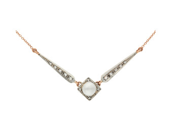 Handcrafted Italian Pearl & 0.20ct Diamond Fancy Necklace