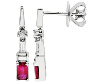 18ct White Gold Diamond & Ruby Earrings