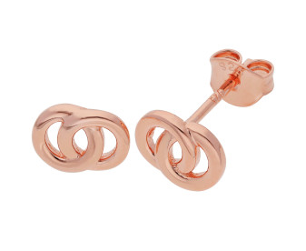 Sterling Silver & Rose Plated Interlocking Circles Stud Earrings