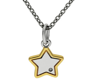 Sterling Silver, Diamond & Gold Plated Children's Star Necklace