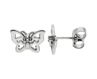 Sterling Silver & Diamond Filigree Butterfly Stud Earrings