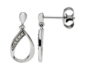 9ct White Gold 0.04ct Diamond Drop Earrings