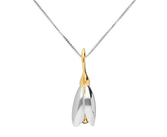 Silver & Yellow Gold Plated Snowdrop Flower Pendant