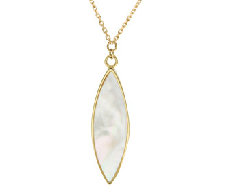 9ct Yellow Gold Mother Of Pearl Marquise Necklace