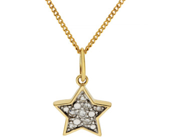 9ct Yellow Gold Diamond Cluster Star Pendant