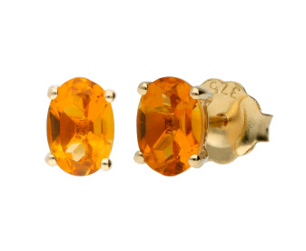 9ct Yellow Gold 6mm Citrine Solitaire Oval Shape Stud Earrings