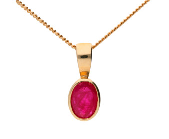 9ct Yellow Gold 6mm Ruby Solitaire Pendant