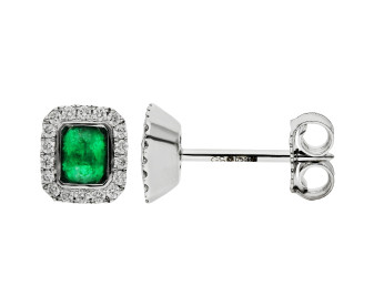 18ct White Gold 0.29ct Emerald Stud Earrings