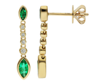 9ct Gold 0.61ct Emerald Drop Earrings