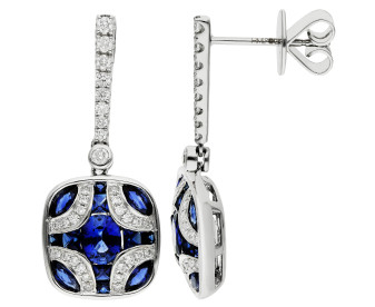 18ct White Gold 2.08ct Sapphire Drop Earrings