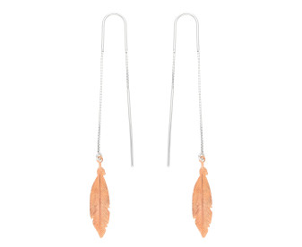 Sterling Silver & Rose Gold Plated Threader Feather Earrings