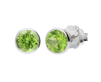 9ct White Gold 5mm Peridot Solitaire Round Shape Stud Earrings 