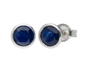9ct White Gold 5mm Sapphire Solitaire Round Shape Stud Earrings