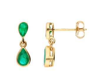 9ct Gold 1.00ct Emerald Drop Earrings