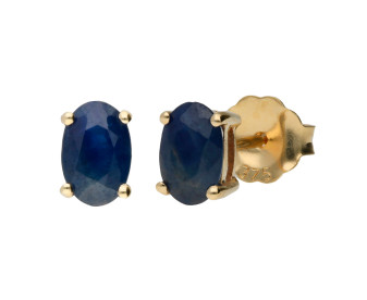 9ct Yellow Gold 6mm Oval Sapphire Solitaire Earrings