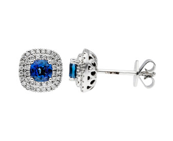 18ct White Gold Diamond & Sapphire Earrings