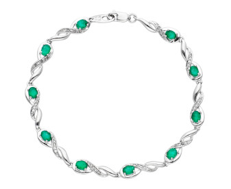 9ct White Gold Emerald & Diamond Infinity Bracelet