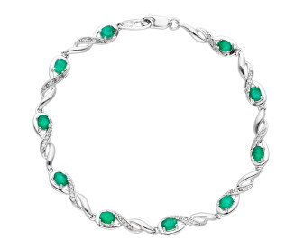 9ct White Gold Diamond & Emerald Bracelet