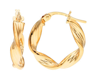 9ct Yellow Gold 16mm Twisted Chunky Hoop Earrings