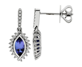 18ct White Gold 1.00ct Tanzanite Drop Earrings