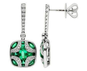 18ct White Gold 1.61ct Emerald Drop Earrings