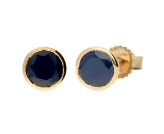 9ct Yellow Gold 5mm Sapphire Solitaire Round Shape Stud Earrings