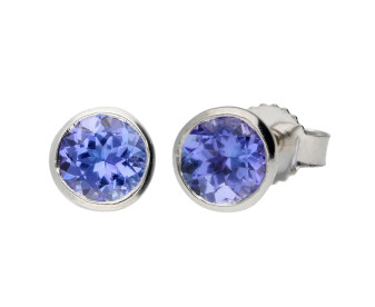 9ct White Gold 5mm Round Tanzanite Solitaire Stud Earrings