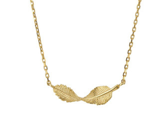 9ct Yellow Gold Twisted Feather Necklace