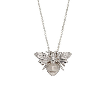9ct White Gold Bee Pendant Necklace