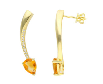 Sterling Silver & Yellow Gold Plated 1.70ct Citrine Shooting Star Earrings