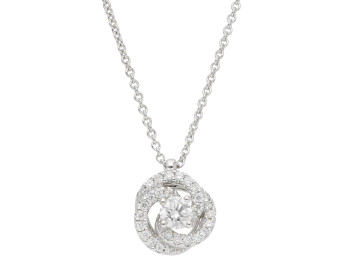 18ct White Gold Diamond Swirl Necklace