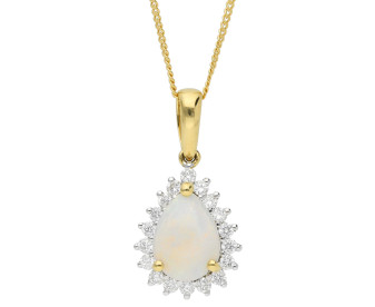 18ct Yellow Gold Diamond & 0.64ct Opal Pendant