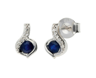 9ct White Gold Sapphire Stud Earrings