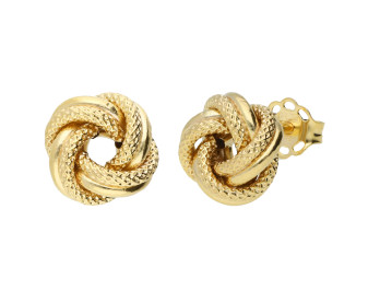 9ct Yellow Gold Textured Knot Stud Earrings