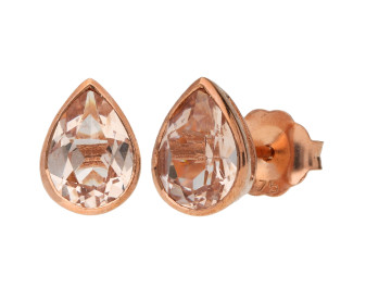 9ct Rose Gold 7mm Pear Morganite Solitaire Stud Earrings
