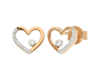 9ct Rose Gold Diamond Heart Stud Earrings