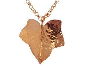 Sterling Silver & Rose Gold Plated Medium Leaf Pendant