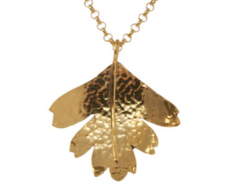 Sterling Silver & Yellow Gold Plated Hawthorn Small Leaf Pendant