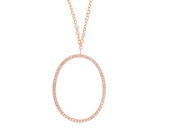 Cubic Zirconia & Rose Gold Plated Sterling Silver Pendant